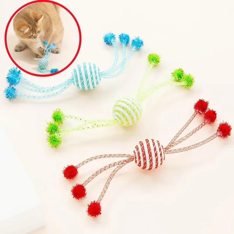 Cat Toys Netball Around the Rope New Golden Crunch Pet Self-Irritating Toys Dog 2024 Cat Six-Claws Ball Wholesale 1PC