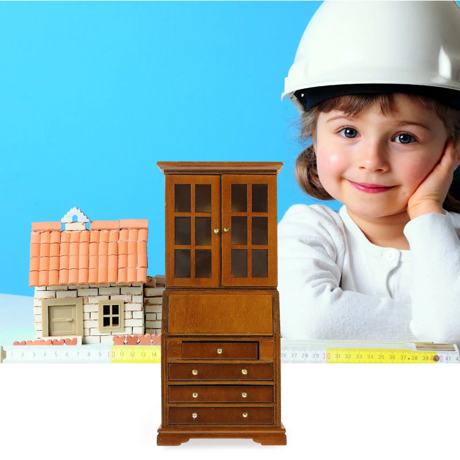 Miniatura in legno in scala 1/12 Simpatico mini armadietto per casa delle bambole Artigianato Mobili per riporre Playset Miniature da cucina Ornamento in miniatura
