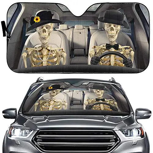 

Couple Skeleton Car Windshield Sunshade Horror Skull Front Window Sun Shade Sunshield SUV Trucks Vehiclev Van UV Rays Sun Heat R