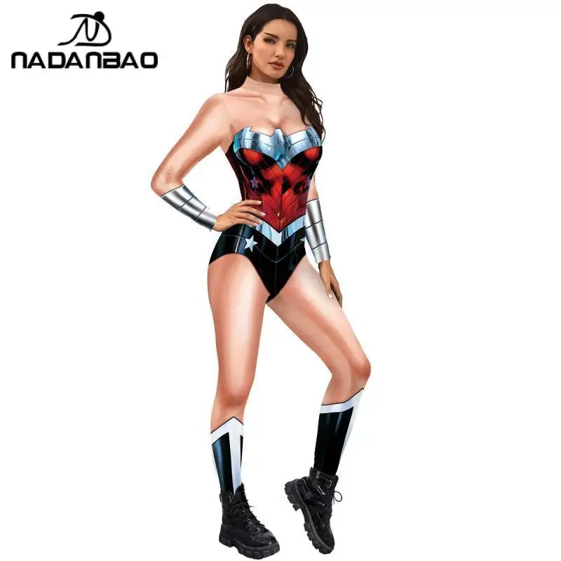 NADANBAO 3D คอสเพลย์ภาพยนตร์บทบาทชุดสำหรับฮาโลวีนผู้หญิงเซ็กซี่พิมพ์กระชับ Bodywear Body Zentai Catsuits