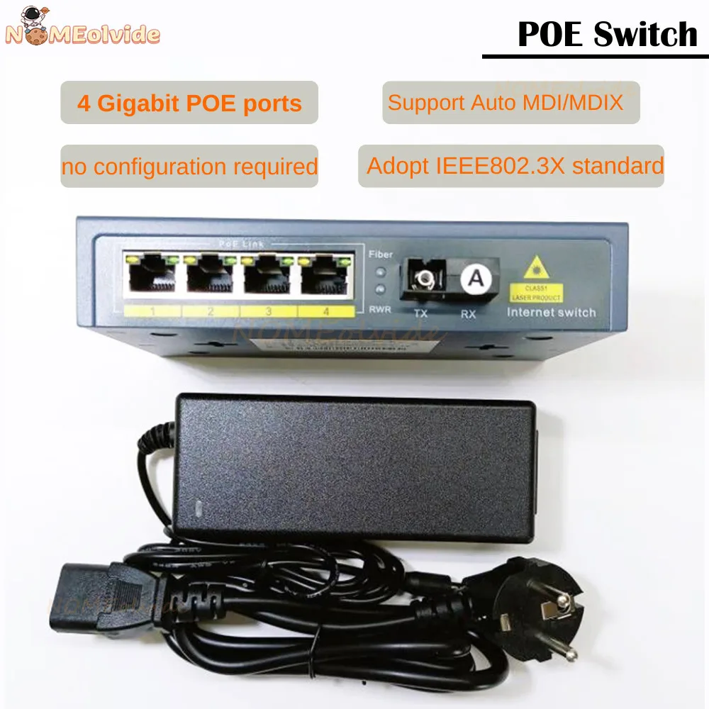 Imagem -03 - Conversor de Mídia 1sc 4ge Poe 3km Monomodo Transceptor de Fibra Óptica sc em Conversor de Mídia 1000m