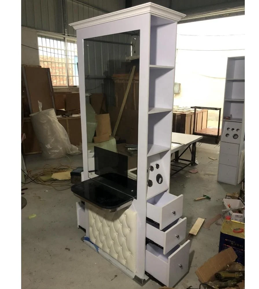 2018 Latest 5 Years Warranty Hot Sale Classic French Style TV Hairdressing Mirror Station With Stainless Steel Base