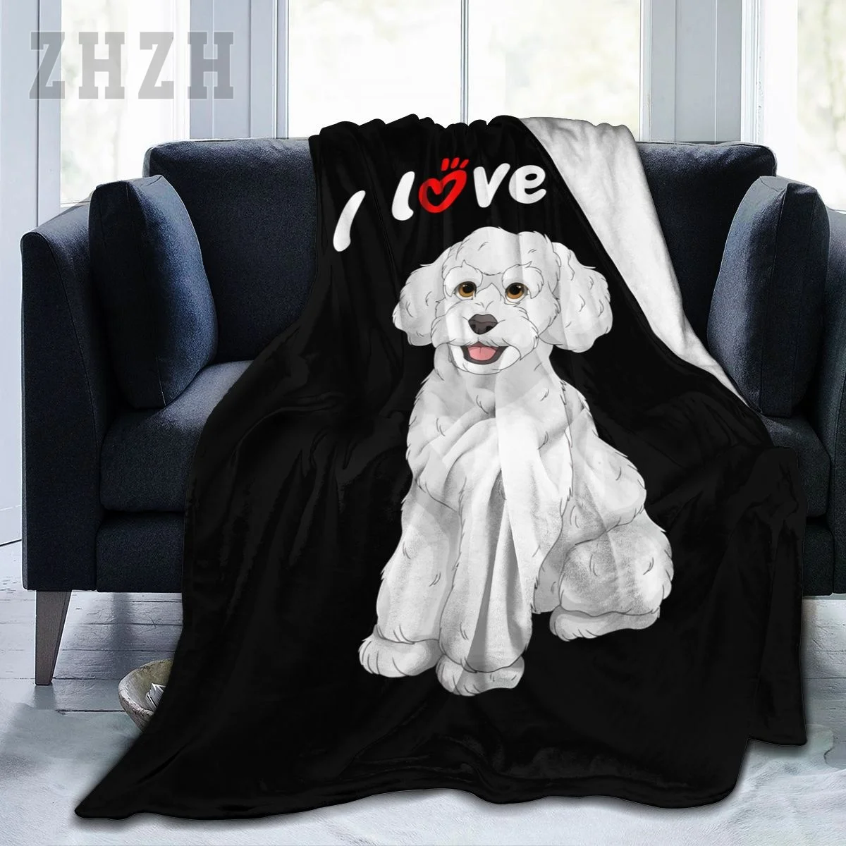 Blanket I Love My White Toy Poodle Dog Flannel Multifunction Outdoor Camping Sofa Cover Keep Warm