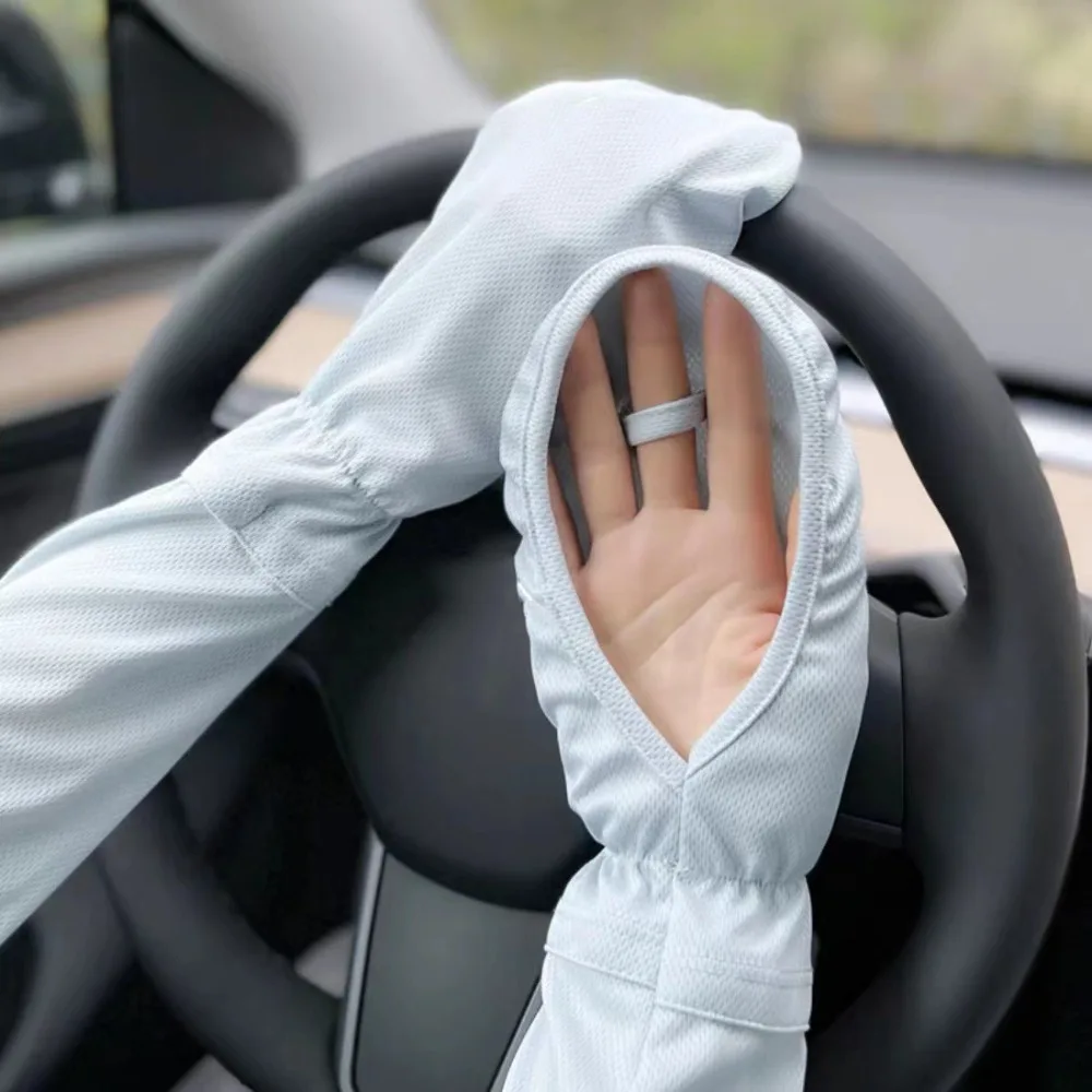 

Солнцезащитные рукава с УФ-защитой, дышащие, для велоспорта, регулируемые, эластичные, из ледяного шелка, для защиты рук во время вождения