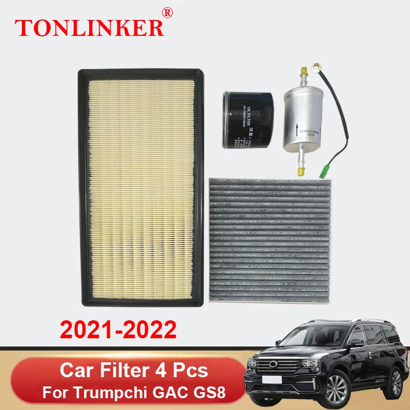 TONLINKER Car Cabin Air Filter Oil Filter Fuel Filter For Trumpchi GAC GS8 2017 2018 2019 2020 2021 2022 2.0AT 4B20M1 Model Set