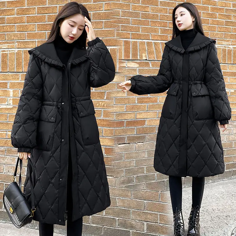 2023 neue Frauen Daunen Baumwoll mantel Winter jacke weibliche dicke warme Outwear schwarz abnehmen Parkas Baby kragen Mantel