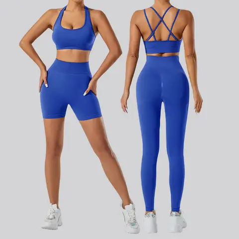 2 Piece Yoga Clothes Women's Seamless Tracksuit Sportswear Pilates Fitness Suit Gym Workout Sets Push Up Sports Bra Leggings Set