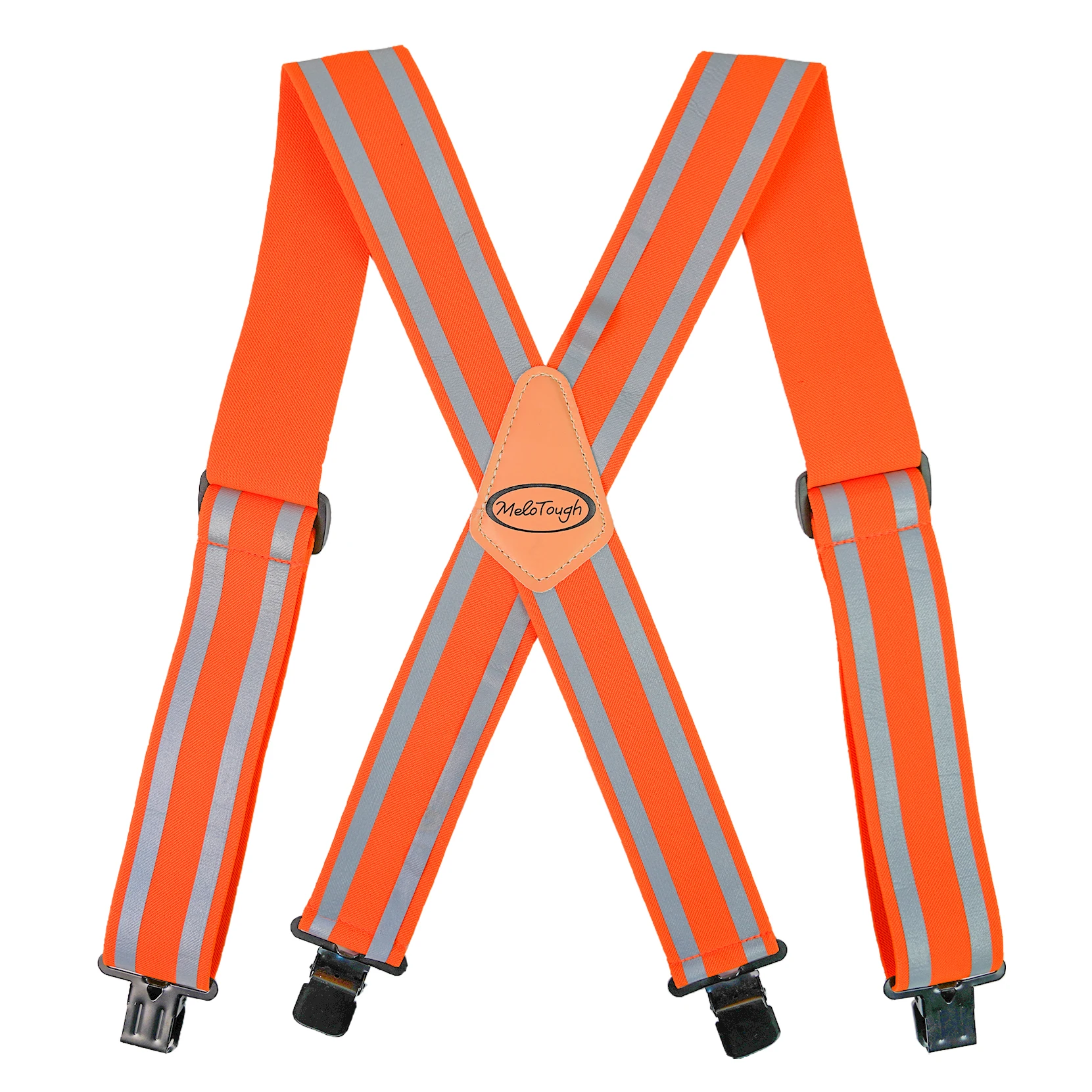 MeloTough Reflective Safety Suspenders Men Braces with Hi Viz Orange Reflective Strip Hold Up Tool Belt Suspenders