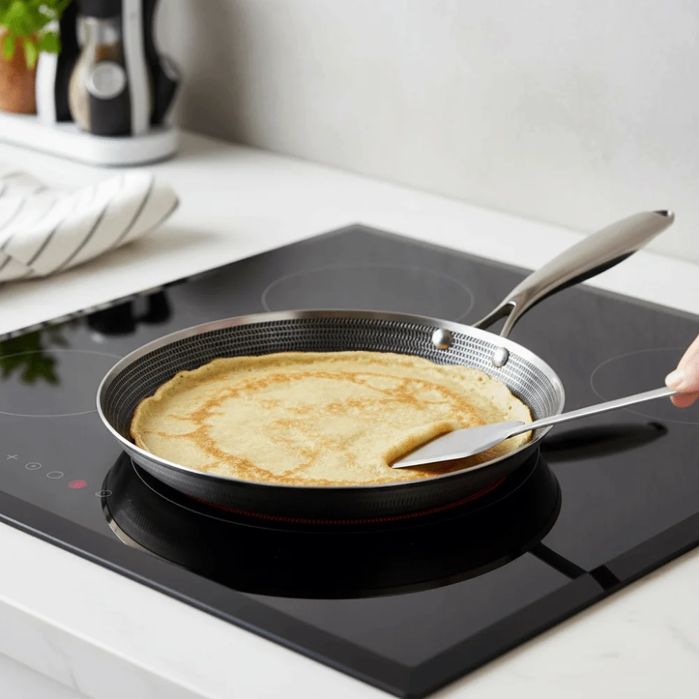 Stainless Steel Low-fume Pancake Pan Honeycomb Pattern Crepe Pan Evenly Heated Flat-bottomed Frying Pan Fried Egg