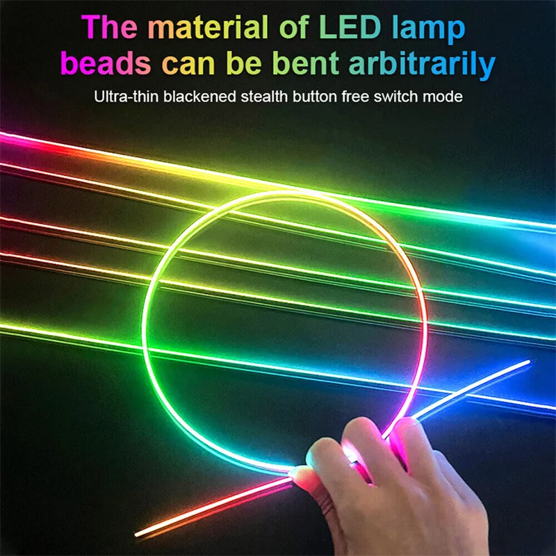 18 In 1 Full Color Streamer Car Ambient Lights RGB 64 Color Universal LED Interior Hidden Acrylic Strip Symphony Atmosphere Lamp