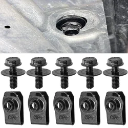 Car Body Bolts & U-nut Clips M6 Engine Cover Undertray Splash Shield Guard Bumper Fender Liner Retainer Fastener Rivet Screws