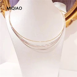 MIQIAO 925 Sterling Silver Italy Torques Choker Necklace Women's Neck Chain Gold Color High Luxury Female Jewelry On The Neck