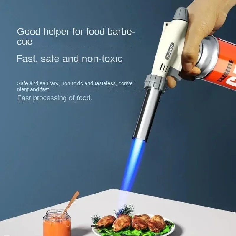 2024 New Outdoor Torch Lighters Camping Baking Barbecue Gas Torch Welding Lighter Kitchen Fire Maker Butane Flame Gun Equipment