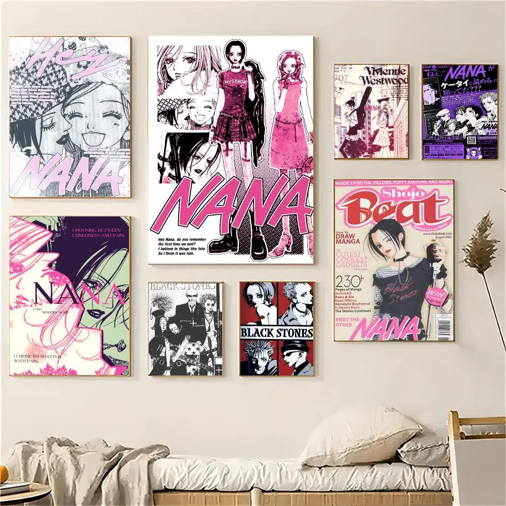 Nana anime Poster Self-adhesive Decal Living Room Bedroom Party Bar Decor Moisture-proof Fade-resistant