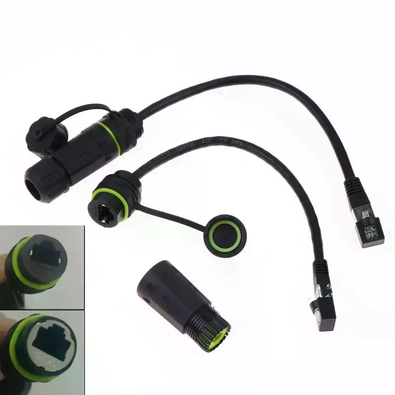 RJ45 8P8C Waterproof Network Pass-through Head Connector RJ45 Male To Female Adapter Extension Cord