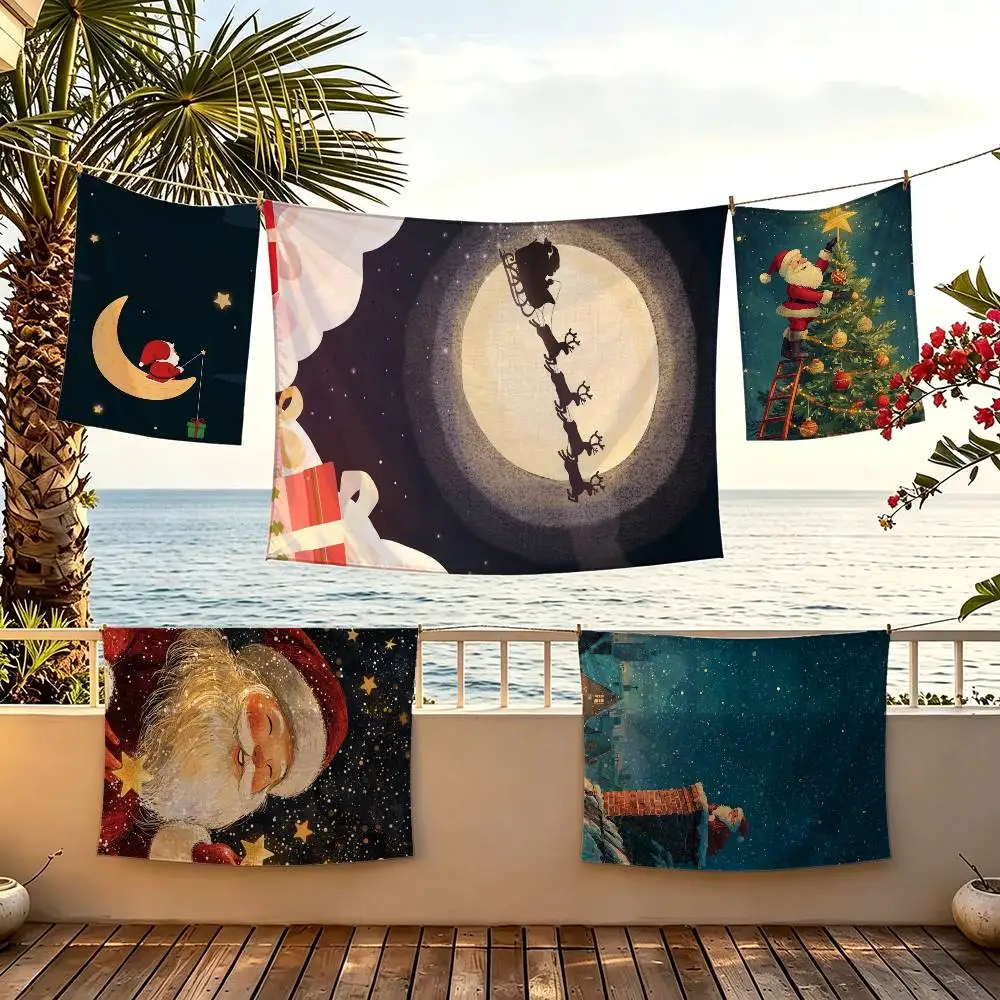 Christmas Santa C-Claus flag For Camping Party Picnic Studio Booth Background Wall Interior Decoration Banner