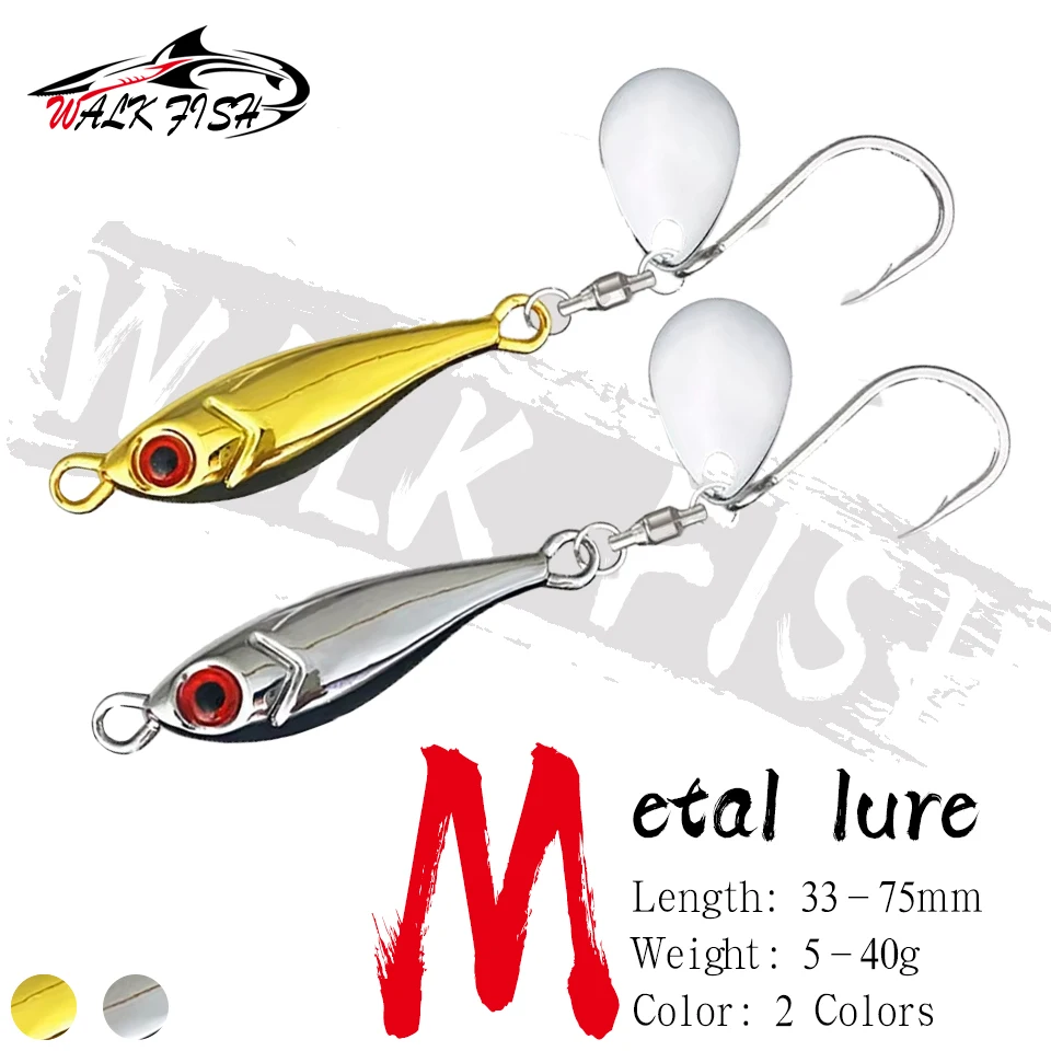 WALK FISH 5g-40g Galvanisierter kleiner Delphin, rotierender Pailletten-Kunstköder, Meeresangeln, Makrele, Hechtköder, Silber, Gold, Metall