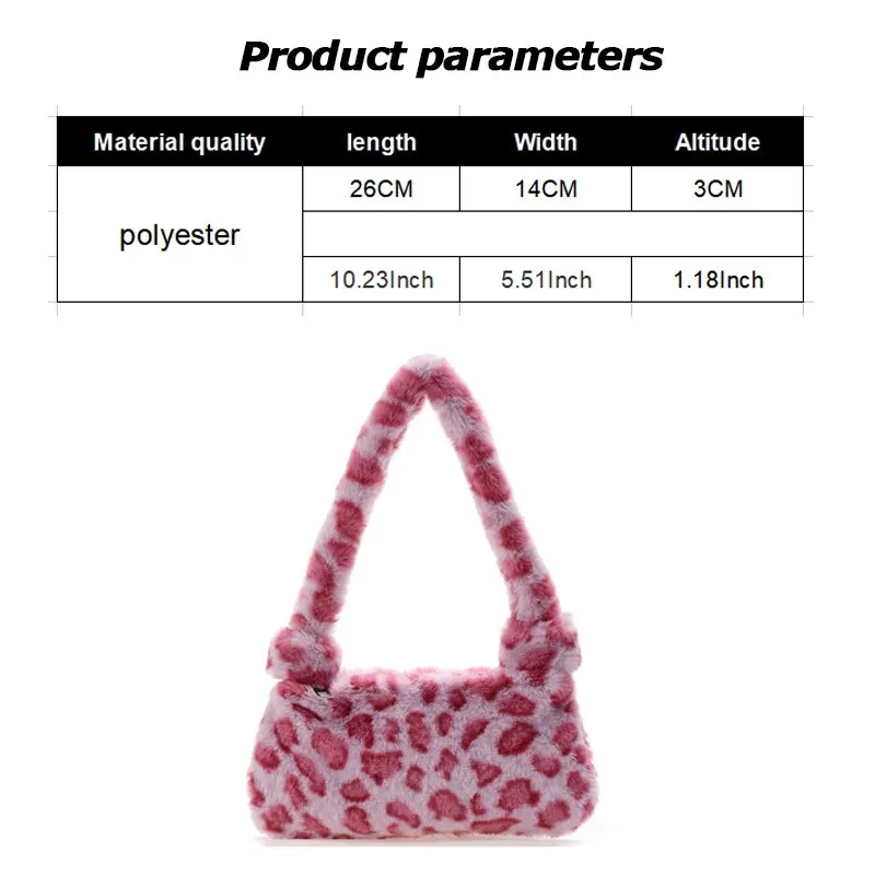 Fashion Women Cow Print Mini Shoulder Bags Female Winter Plush Underarm Bags Leopard Zebra Pattern Fluffy Tote Bags Small Purses