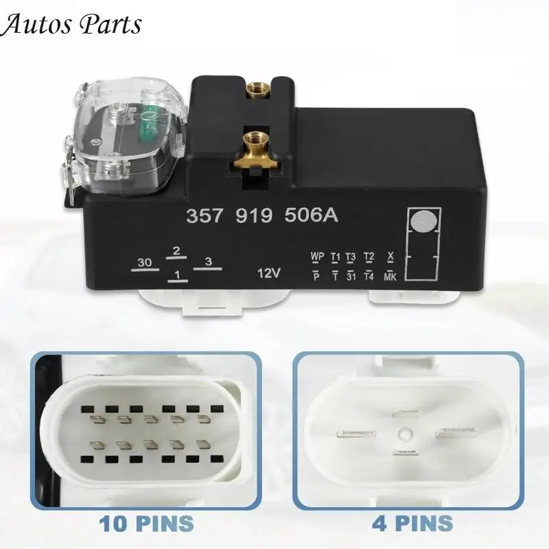

57BA Engine Cooling Fan Control Module Electronic Fan Control Unit for 1.9L 2.0L 2.8L Replace 357919506A