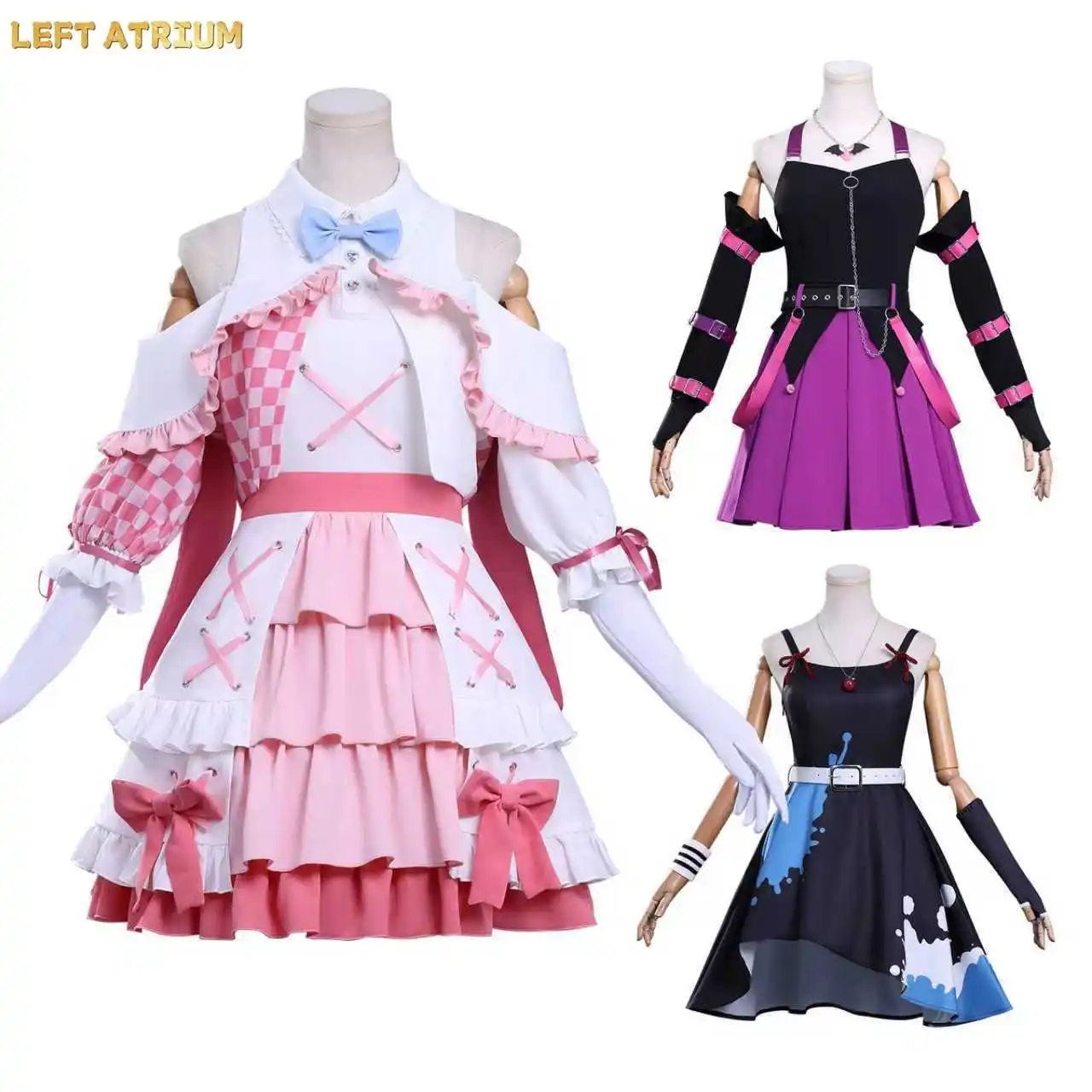

New Girls Band Cry Cosplay Costume Anime TOMO/486/ Hina Role Playing Cute Stage Uniform Dress Women Adult Comic Con Outfit Wig