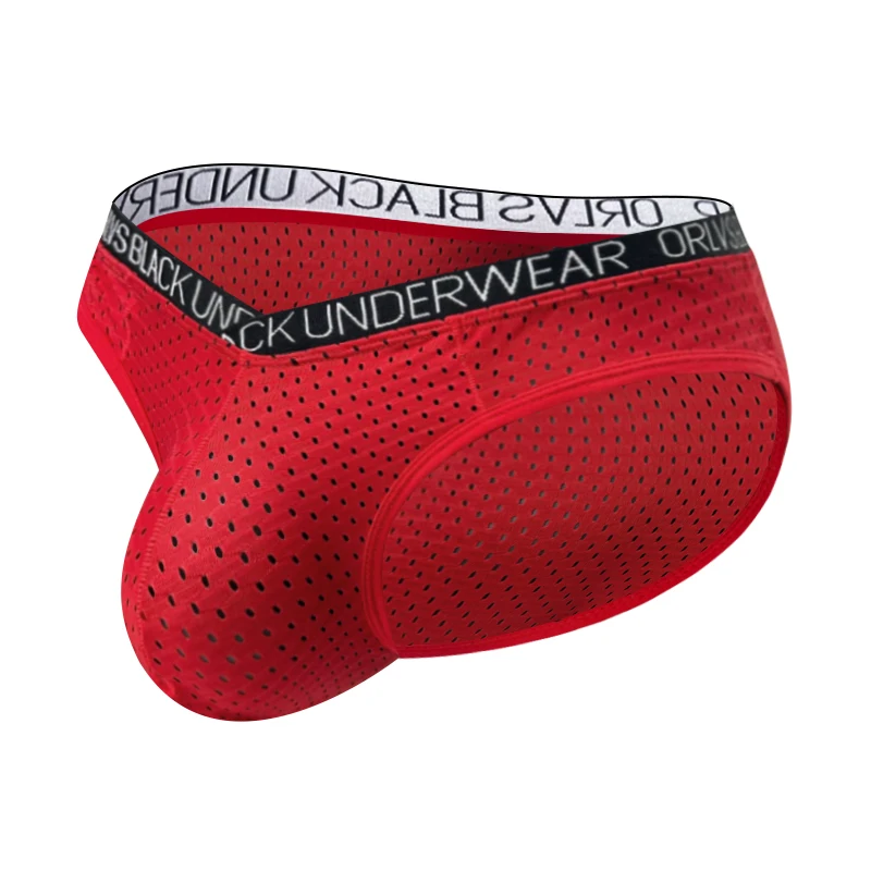 ملابس داخلية مثيرة للرجال، سراويل داخلية شبكية قابلة للتنفس مع حقيبة محيطية