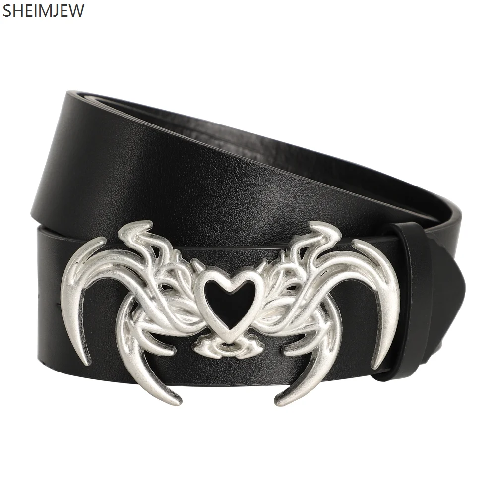 แฟชั่นผู้หญิงเข็มขัดฮาโลวีนคอสเพลย์ Retro Gothic Punk สไตล์อุปกรณ์เสริมส่วนบุคคลไม่สม่ําเสมอเข็มขัด Pu เข็มขัด Y2k เข็มขัด