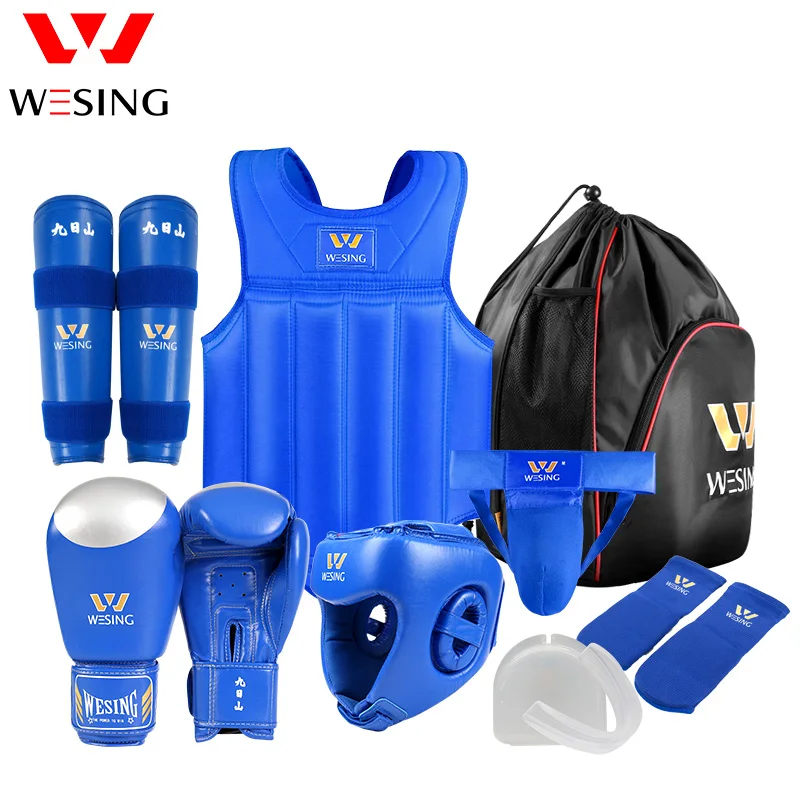 Wesing Martial Arts Equipment Wushu Sanda Protector Gear Sanda Competition Training 8Pcs Sets Free Shipping