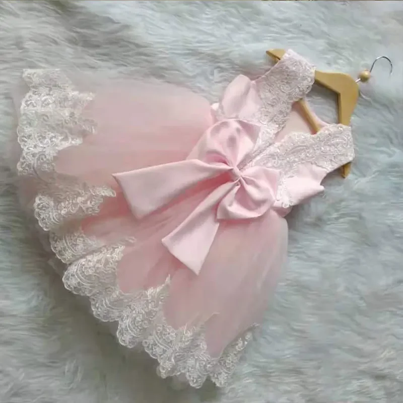 Princess Baby birthday communion party dance lace dress flower girl new year's new Christmas party big bow Tutu Dress