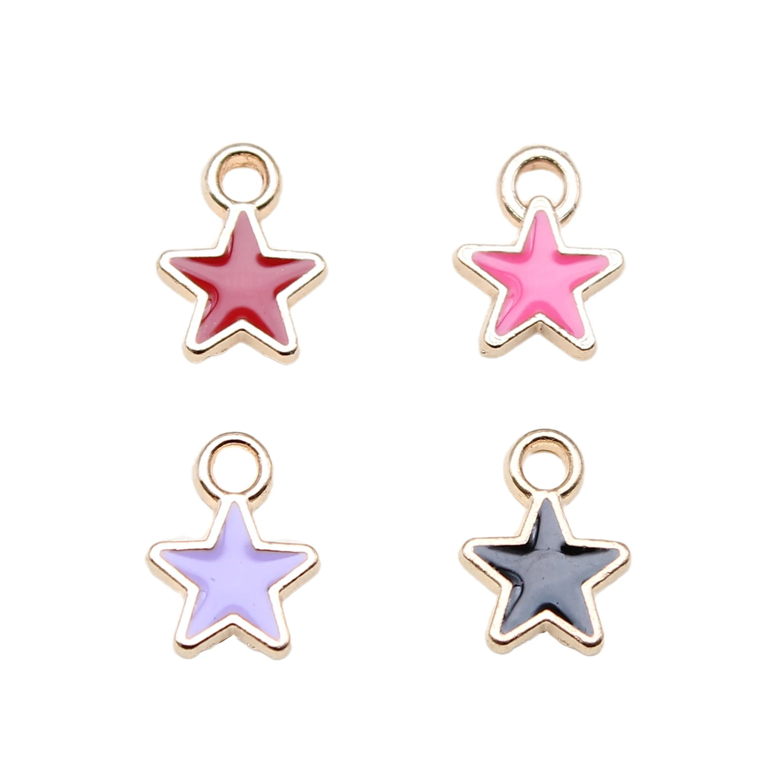 WYSIWYG 20pcs 8.9x6.7mm 4 Colors Enamel Little Star Charms Pendant For DIY Jewelry Making Handmade Jewelry Craft Findings