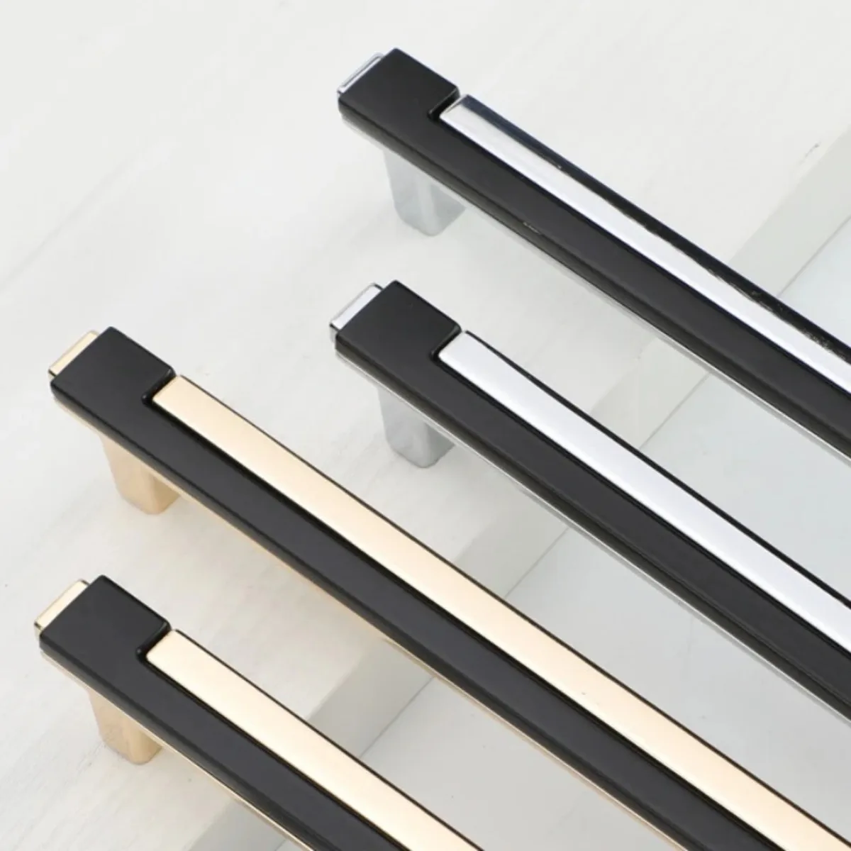 Light Luxury Two Tone Spliced Wardrobe Cupboard Zinc Alloy Pull Modern Minimalist Indoor Drawer Cabinet Door Single Hole Handle