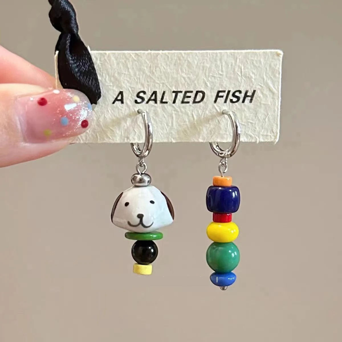 

Original Funny Dog Colored Beaded Dangle Earrings Woman Piercing oreja y2k Cute Earring Designer Jewelry aretes tendencia 2025
