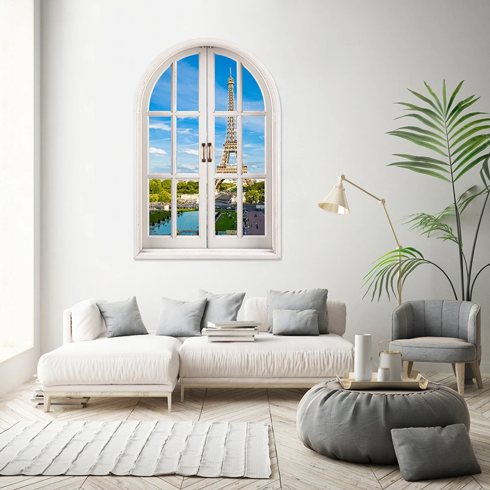 Removable Scenic Spots Window Wall Sticker 3D Landscape Vinyl Decal Wallpaper Peel And Stick for Bedroom Living Room Decor
