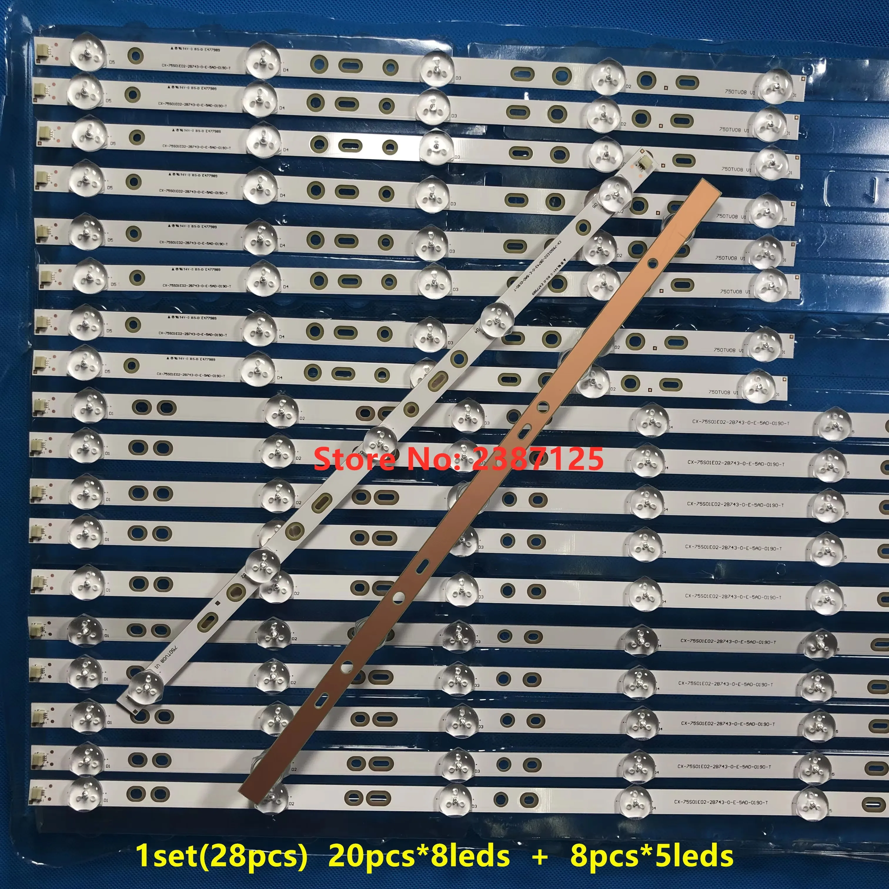 28PCS LED Backlight Strip 750TV07 750TV08 V1 CX-75S01E02-2B753-0-E-59K-4638-T KDL-75W850C KDL-75W855C KDL-75W857C KDL-75W859C