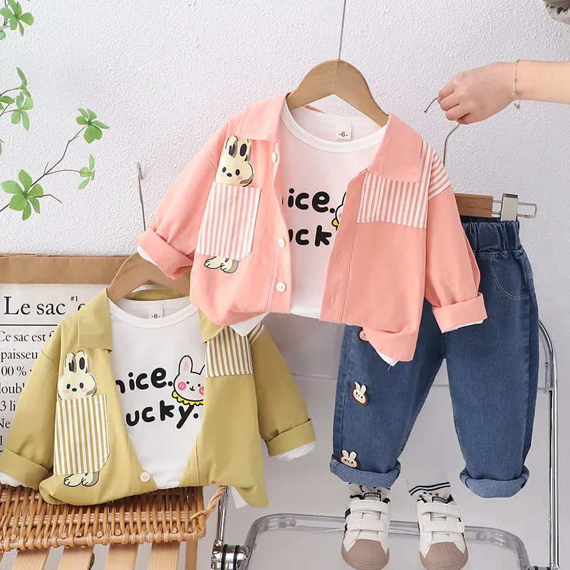 Girls Clothing Sets Summer 2024 Children Casual Coats T-shirts Pants 2pcs Casual Suit For Baby Tracksuits Kids Jogging Outfits 5