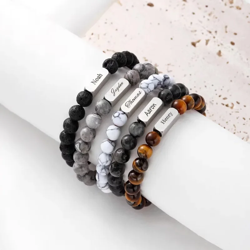 20 قطعة/الوحدة 6x16 مللي متر الفولاذ المقاوم للصدأ شعار مخصص مستطيل بار الخرز فرشاة الانتهاء شخصية ثلاثية الأبعاد خرز سوار Diy بها بنفسك الفضاء الخرز #3