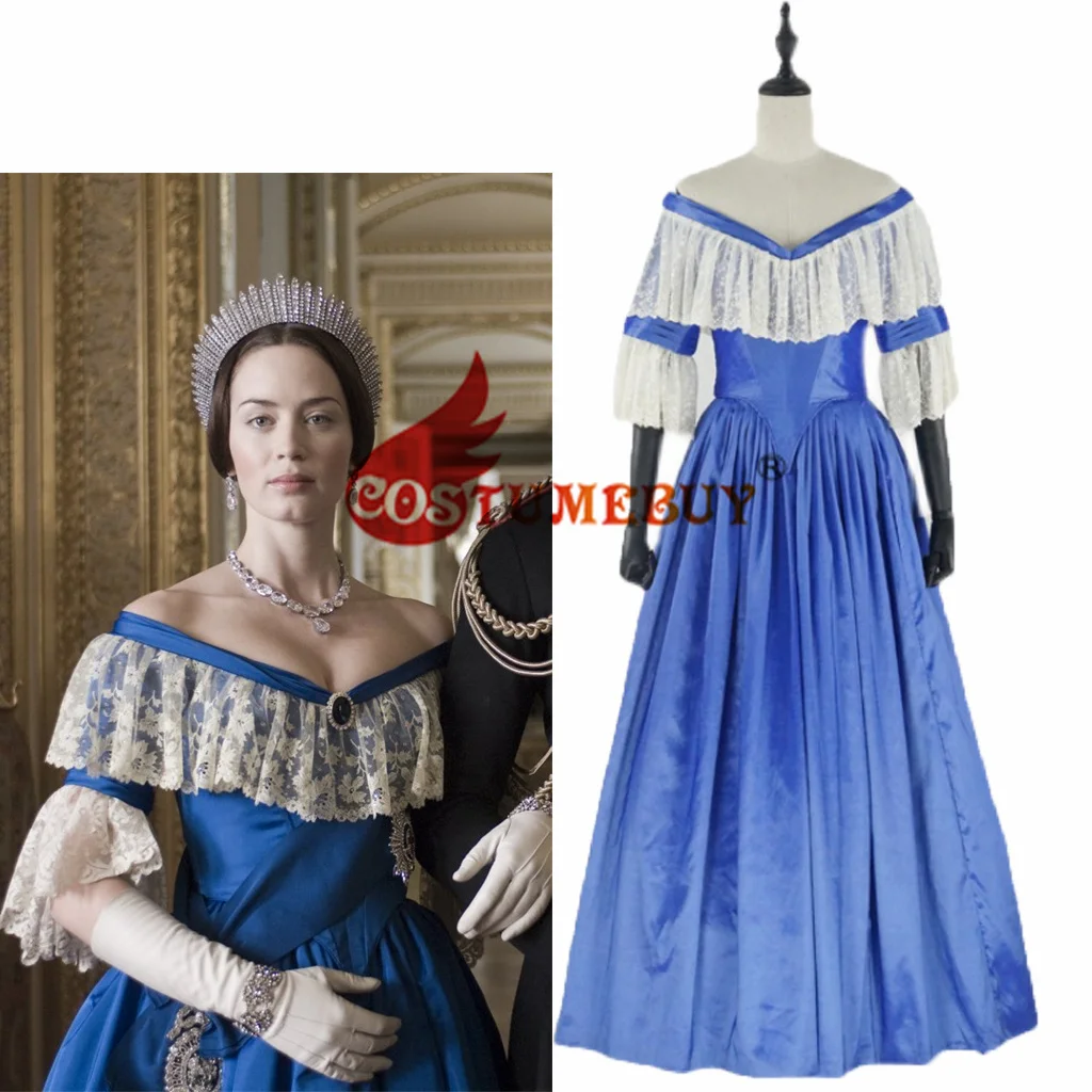 The Young Victoria Cosplay Costume Victorian Blue Dress Civil War Southern Belle Ball Gown Queen Victoria's Evening Gown