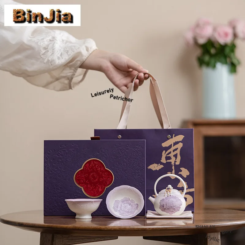 Hand-painted Bead Curtains Rose Tea Set Complete Set Creative Tea Ceremony Set Teapot And Tea Cup Set Teaware Supplies Craft