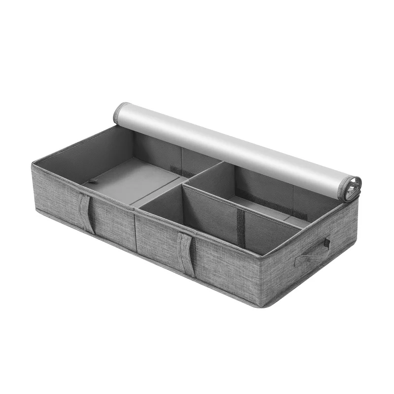 Caja de almacenamiento de ropa de tela con borde, cubierta transparente, compartimento de ropa, caja de almacenamiento, manta, juguete, almacenamiento plegable para el hogar