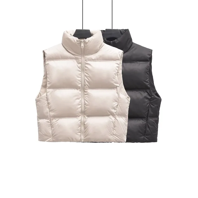 TRAF ZR Padded Vests Winter Coat Female Sleeveless Jackets Woman Vintage American Vest Solid Basic Vests Women's Warm Vest