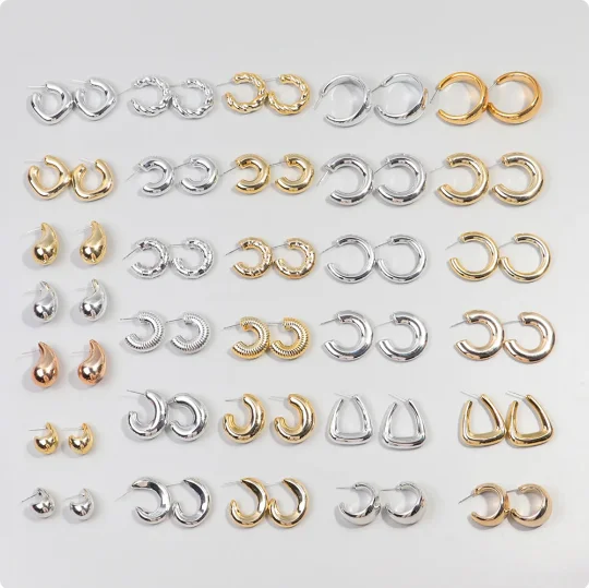 New Minimalist Thick Metal Hoop Earrings for Women 2023 Geometric Simple Round Gold Silver Color Earring Fashion Jewelry Gifts