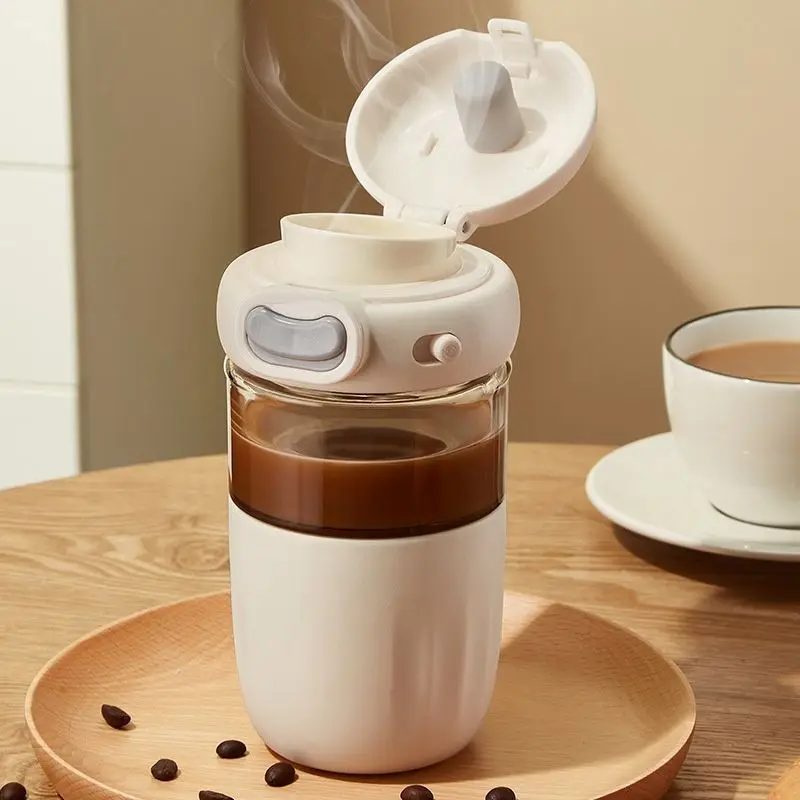 زجاجة مياه زجاجية للتخييم في الهواء الطلق سعة 450 مل من السيليكون الزجاجي الخالي من مادة BPA