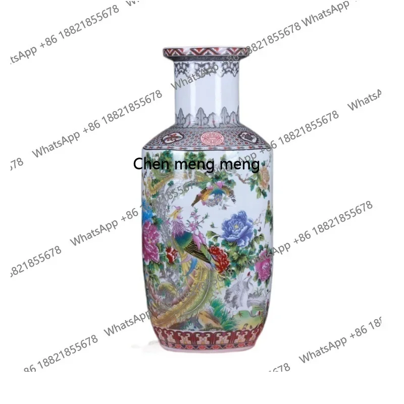 H178Ceramic handicrafts home ornaments wholesale floor-to-ceiling large vase home decoration rich peony