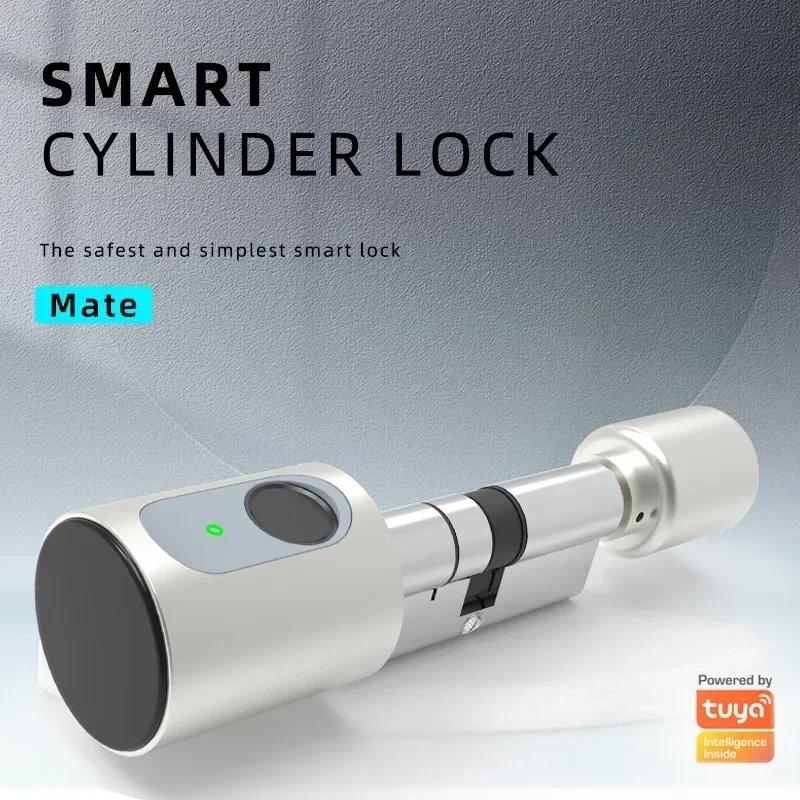 Tuya APP Fingerprint Bluetooth RFID Card Euro Cylinder Smart Door Lock Digital Keyless Replace Electronic Lock for Home Hotel