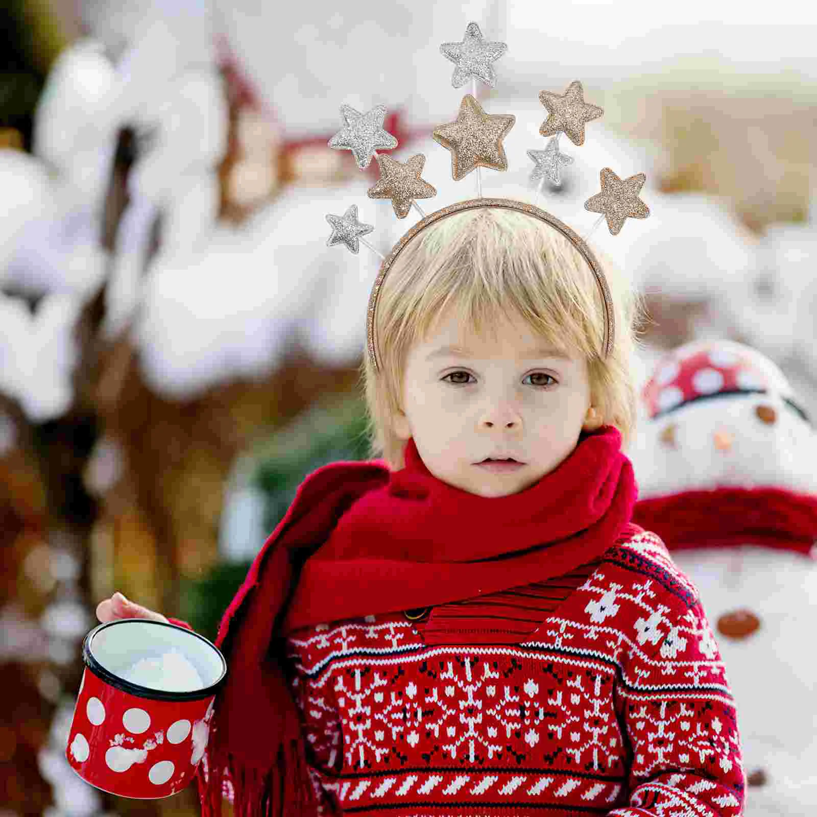 Christmas Headband White Headbands Glitter Girls Halloween Costumes for Baby Toddler Stars Headpieces Sparkling Child