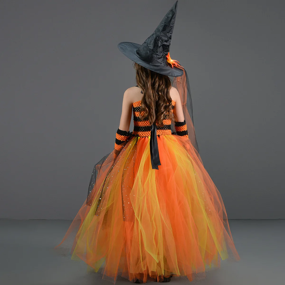 Halloween Long Witch Style Tulle Tutu Dark Tone Mesh Frock Irregular Hem Silky Sheer Skirt Overseas New Arrival Performance Wear