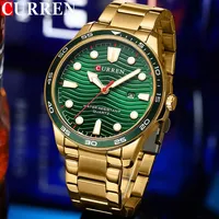 CURREN Sport Men Watch Top Brand Luxury Gold Green Military Waterproof Male Clock Stainless Steel Quartz Man Wristwatch 8426