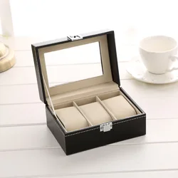 VANSIHO Promotion Multiple Slots Luxury Black PU Leather Gift Packaging Watch Storage Box Watch Case Band Strap Display Box