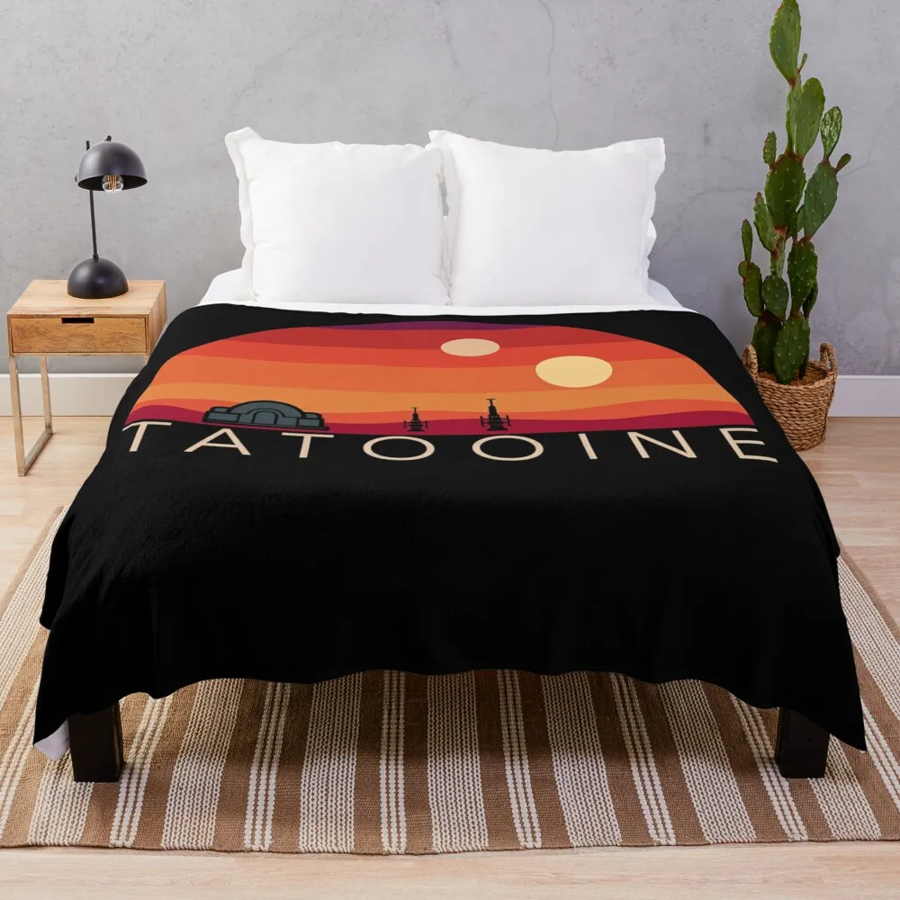 

Tatooine desert planet with 2 suns Throw Blanket Bed linens Picnic Blankets