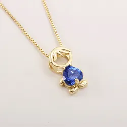 MHS.SUN Fashion Boys And Girls Charm Necklace Gold Plated ZC Zircon Hollow Pendant Clavicle Choker Chain Women Family Jewelry