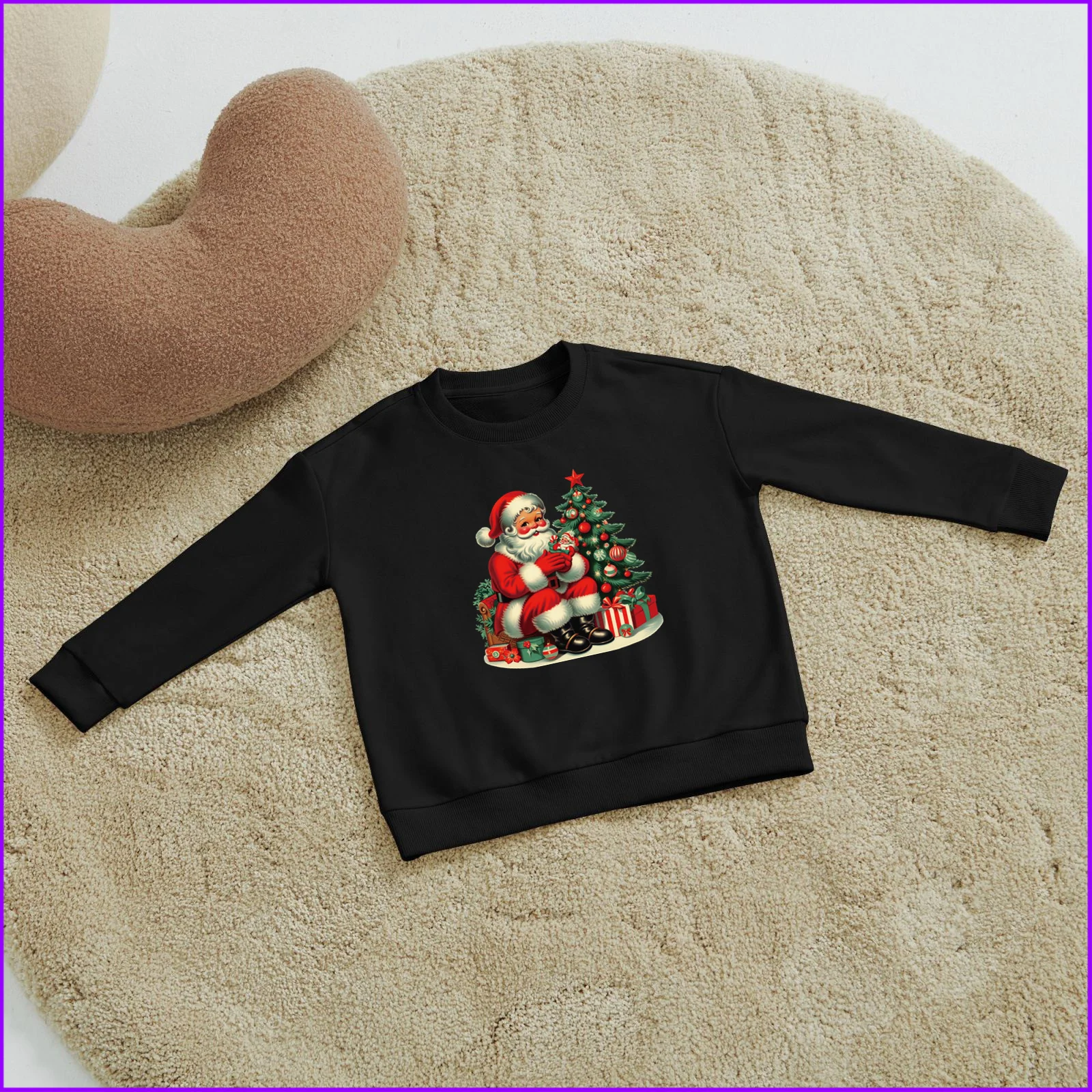 Merry Christmas Santa Claus Border Tree Gift Sja3556 Kids Boys Girls Hoodies Sweatshirts Tops Teen Clothes Rainbow Friends High